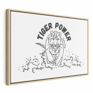 Obraz - Tiger power (1-częściowy) szeroki 90x60 W ramie drewnianej naturalnej