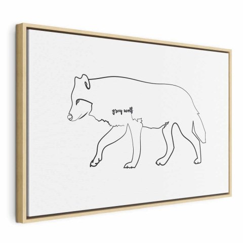 Obraz - Wilk (1-częściowy) szeroki 120x80 W ramie drewnianej naturalnej