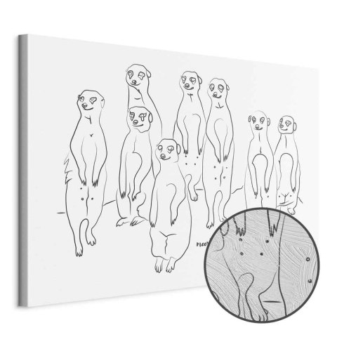 Obraz - Zwierzęcy patrol (1-częściowy) - surykatki z czarno-białym tłem 60x40 Premium Print
