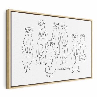 Obraz - Zwierzęcy patrol (1-częściowy) - surykatki z czarno-białym tłem 90x60 W ramie drewnianej naturalnej