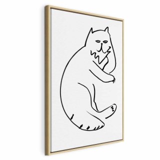 Obraz - Koci relaks (1-częściowy) pionowy 80x120 W ramie drewnianej naturalnej