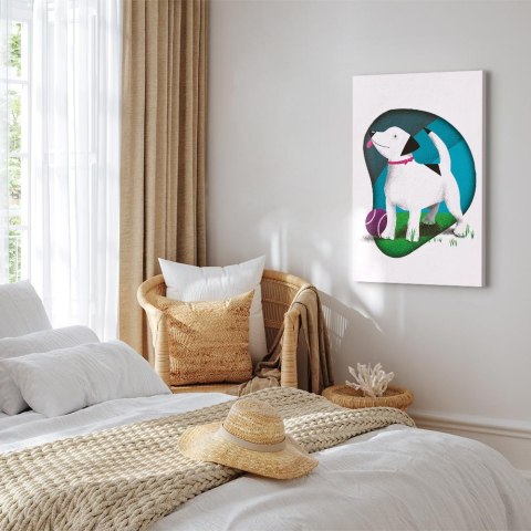 Obraz - Pies i piłka (1-częściowy) pionowy 20x30 Standard