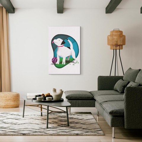 Obraz - Pies i piłka (1-częściowy) pionowy 60x90 Standard