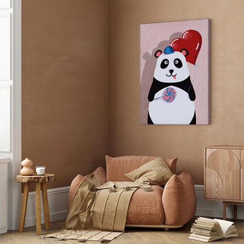 Obraz - Panda z balonikiem (1-częściowy) pionowy 20x30 Akustyczny