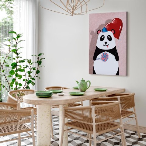 Obraz - Panda z balonikiem (1-częściowy) pionowy 20x30 Na płótnie włoskim