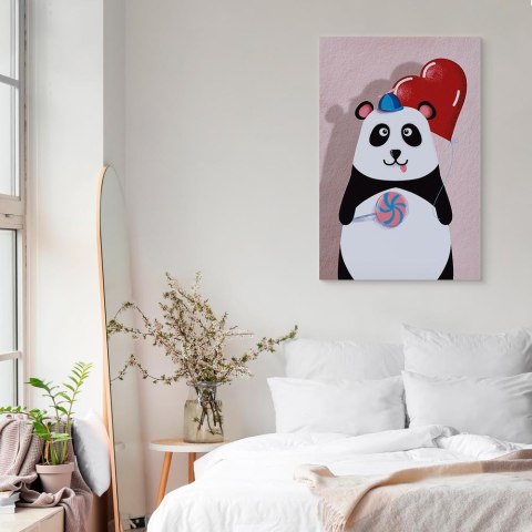 Obraz - Panda z balonikiem (1-częściowy) pionowy 40x60 Standard