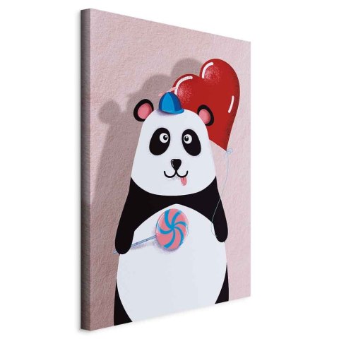 Obraz - Panda z balonikiem (1-częściowy) pionowy 60x90 Standard