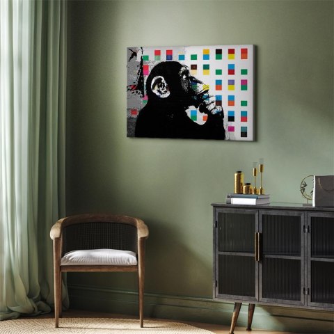 Obraz - Banksy The Thinker Monkey 120x80 Akustyczny