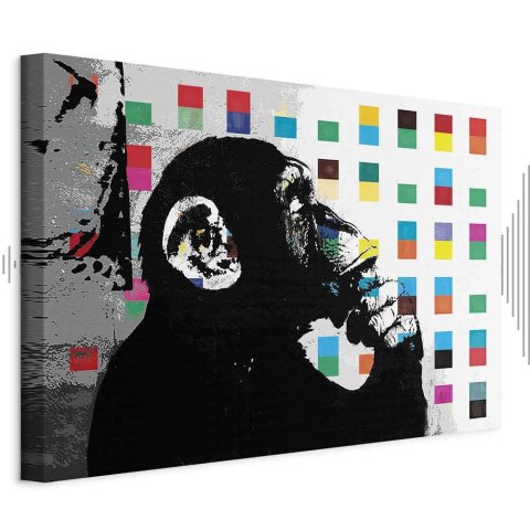 Obraz - Banksy The Thinker Monkey 30x20 Akustyczny