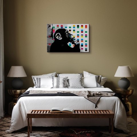 Obraz - Banksy The Thinker Monkey 60x40 Premium Print