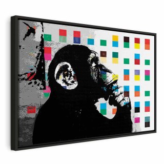 Obraz - Banksy The Thinker Monkey 90x60 W ramie drewnianej czarnej