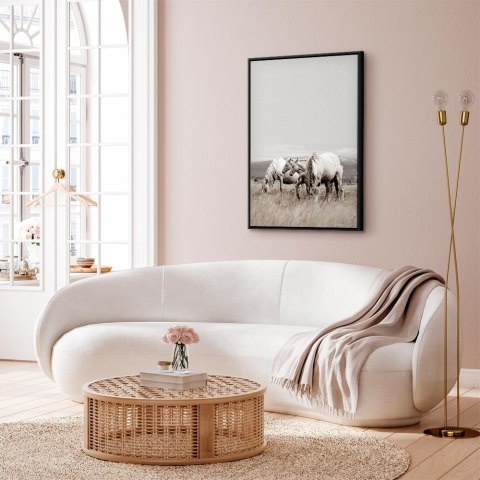 Obraz - Białe konie (1-częściowy) pionowy 40x60 W ramie drewnianej czarnej
