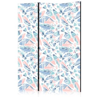 Parawan - Ryby w minimalistycznym stylu - Rybki w azteckim stylu w pastelowych tonacjach kolorystycznych na białym tle 135x172 A