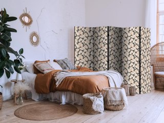 Parawan - Wśród różowych krzaczków - białe i beżowe zające na kwitnącej polanie 225x172 Akustyczny