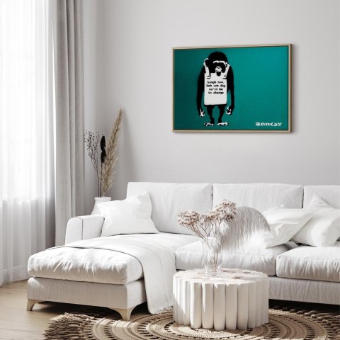 Obraz - Zła małpa (1-częściowy) pionowy 120x80 W ramie drewnianej naturalnej