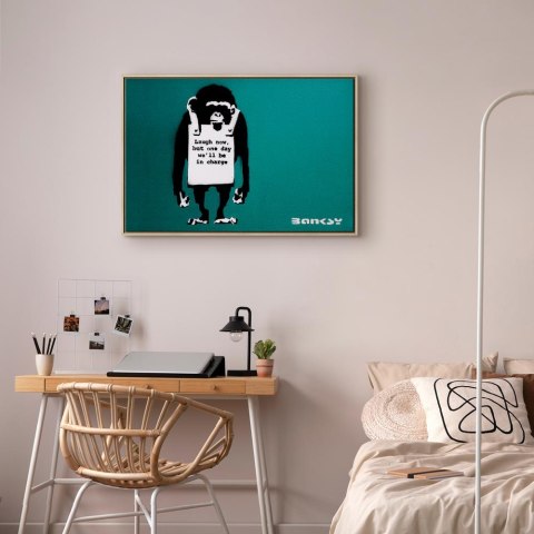 Obraz - Zła małpa (1-częściowy) pionowy 120x80 W ramie drewnianej naturalnej