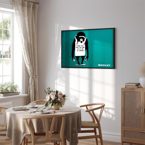Obraz - Zła małpa (1-częściowy) pionowy 60x40 W ramie drewnianej czarnej