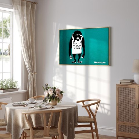 Obraz - Zła małpa (1-częściowy) pionowy 60x40 W ramie drewnianej naturalnej
