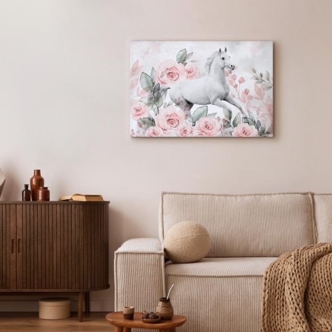 Obraz - Galop wśród róż (1-częściowy) szeroki 90x60 Standard
