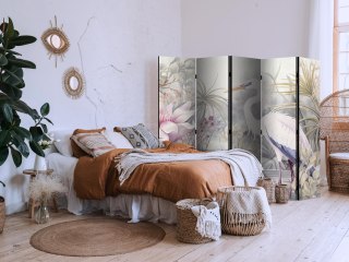 Parawan - Czapla brodząca w stawie - ilustracja w jasnej kolorystyce 225x172 Dwustronny