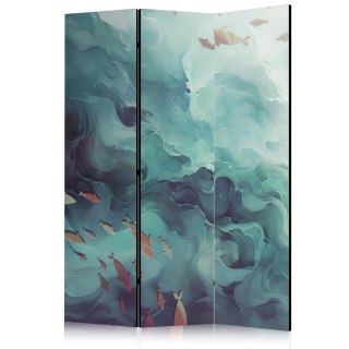 Parawan - Trzy ławice ryb - Ryby w stonowanej kolorystyce pływające w grupach w oceanicznych głębinach 135x172 Akustyczny