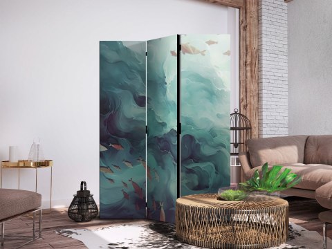 Parawan - Trzy ławice ryb - Ryby w stonowanej kolorystyce pływające w grupach w oceanicznych głębinach 135x172 Akustyczny
