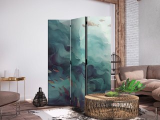 Parawan - Trzy ławice ryb - Ryby w stonowanej kolorystyce pływające w grupach w oceanicznych głębinach 135x172 Dwustronny