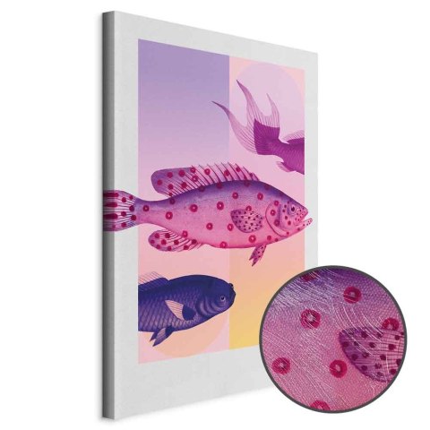 Obraz - Ryby w Pastelach - stylizowane ryby na tle gradientowych kształtów 20x30 Premium Print