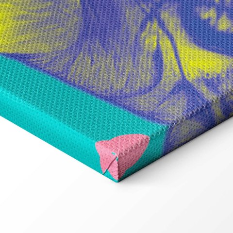 Obraz - Kolorowy tygrys - Intensywne barwy tygrysa w otoczeniu tropikalnych roślin 60x90 Standard