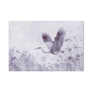 Obraz XXL - Majestatyczny lot - żuraw w locie w monochromatycznej, chłodnej kolorystyce 140x93
