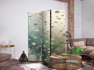 Parawan - Ryby i różnorodna roślinność - Zgrupowanie ryb w pastelowych stłumionych barwach wśród oceanicznej roślinności 135x172