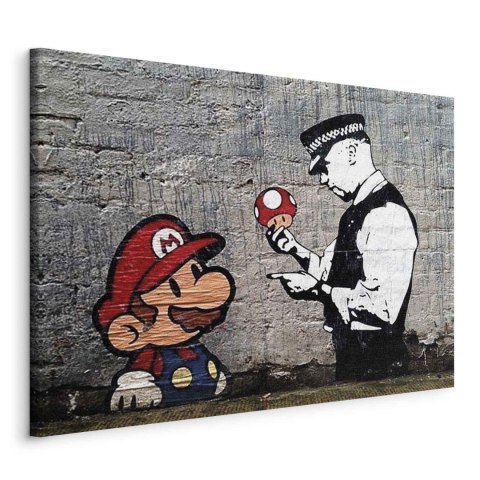 Obraz - Mario and Cop by Banksy 120x80 Na płótnie włoskim
