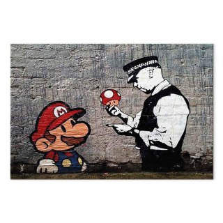 Obraz - Mario and Cop by Banksy 120x80 Na płótnie włoskim