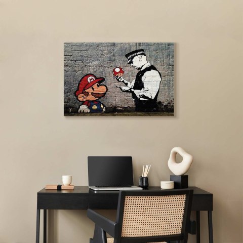 Obraz - Mario and Cop by Banksy 120x80 Premium Print