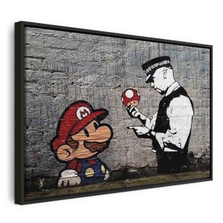 Obraz - Mario and Cop by Banksy 120x80 W ramie drewnianej czarnej