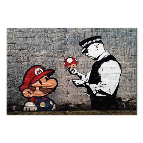 Obraz - Mario and Cop by Banksy 30x20 Premium Print