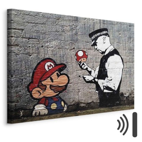 Obraz - Mario and Cop by Banksy 90x60 Akustyczny