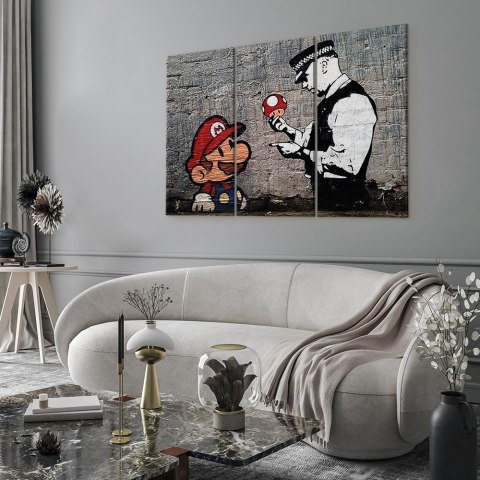 Obraz - Super Mario Mushroom Cop by Banksy 90x60 Standard