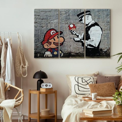 Obraz - Super Mario Mushroom Cop by Banksy 90x60 Standard