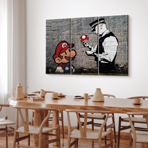 Obraz - Super Mario Mushroom Cop by Banksy 90x60 Standard
