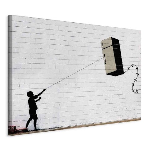 Obraz - Latająca lodówka (1-częściowy) szeroki 120x80 Standard