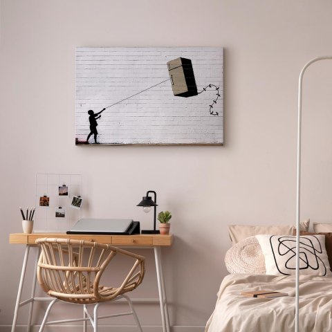 Obraz - Latająca lodówka (1-częściowy) szeroki 30x20 Premium Print