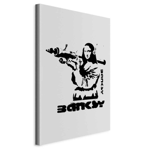 Obraz - Pojedynek kontrastów (1-częściowy) - Banksy na muralu z Mona Lisą 20x30 Na płótnie włoskim