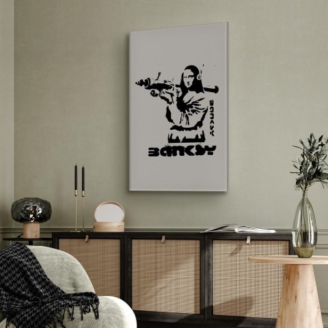 Obraz - Pojedynek kontrastów (1-częściowy) - Banksy na muralu z Mona Lisą 20x30 Standard