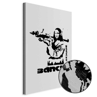 Obraz - Pojedynek kontrastów (1-częściowy) - Banksy na muralu z Mona Lisą 40x60 Premium Print