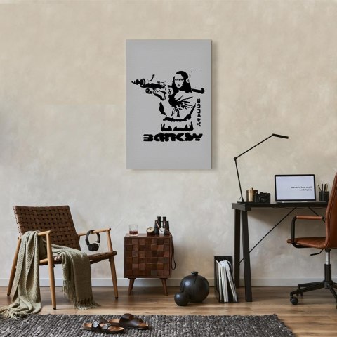 Obraz - Pojedynek kontrastów (1-częściowy) - Banksy na muralu z Mona Lisą 20x30 Akustyczny