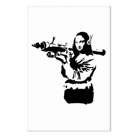 Obraz - Banksy Mona Lisa with Rocket Launcher (1-częściowy) pionowy 20x30 Akustyczny