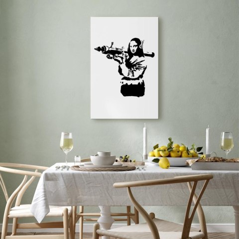 Obraz - Banksy Mona Lisa with Rocket Launcher (1-częściowy) pionowy 20x30 Na płótnie włoskim
