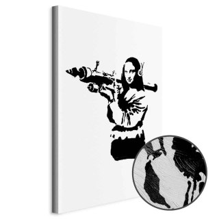 Obraz - Banksy Mona Lisa with Rocket Launcher (1-częściowy) pionowy 40x60 Premium Print