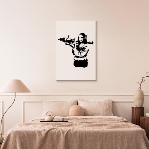 Obraz - Banksy Mona Lisa with Rocket Launcher (1-częściowy) pionowy 40x60 Standard
